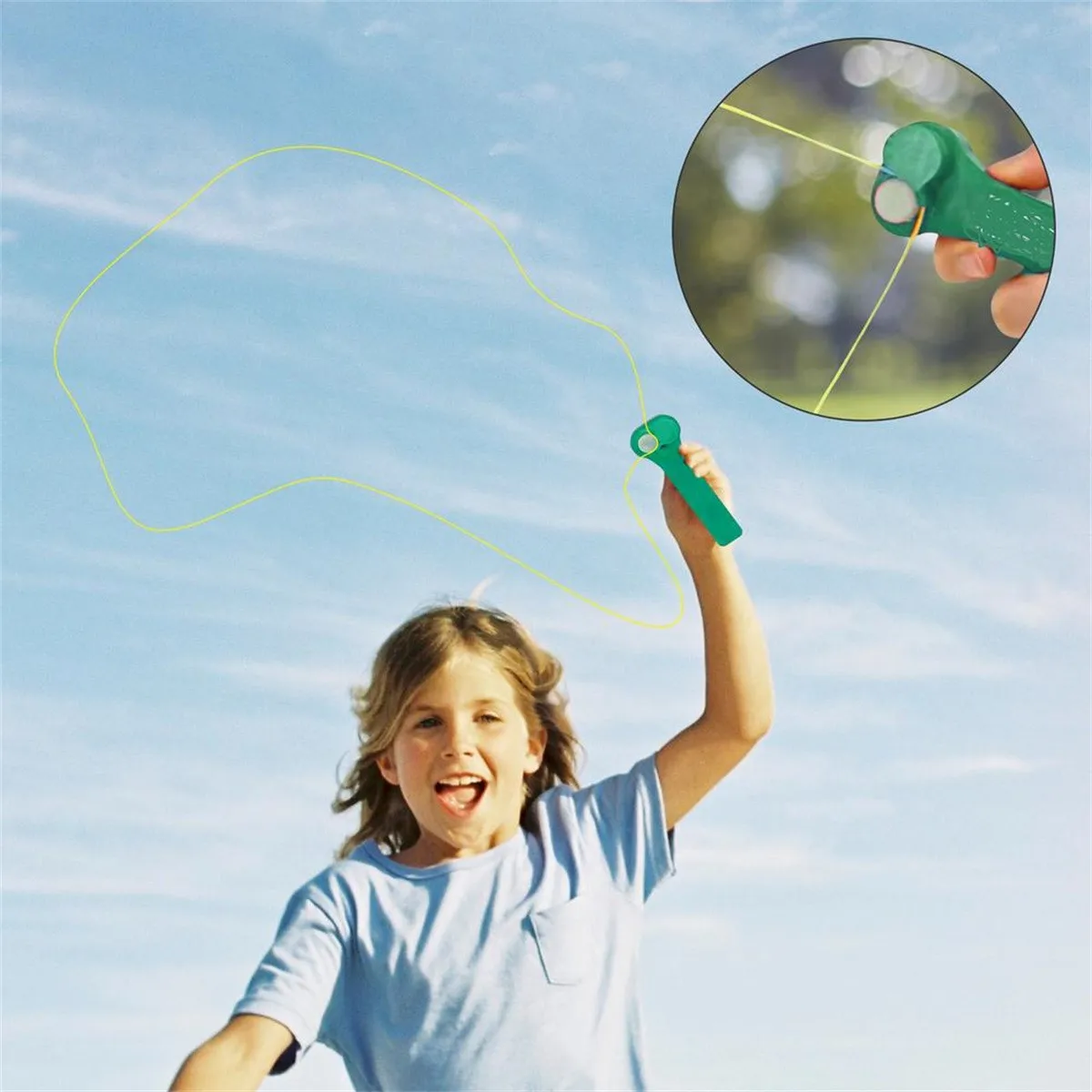 슈터 스러스터 지퍼 문자열 로프 발사기 로프 문자열 컨트롤러가있는 프로펠러 어린이를위한 휴대용 루프 올가미 전기 장난감