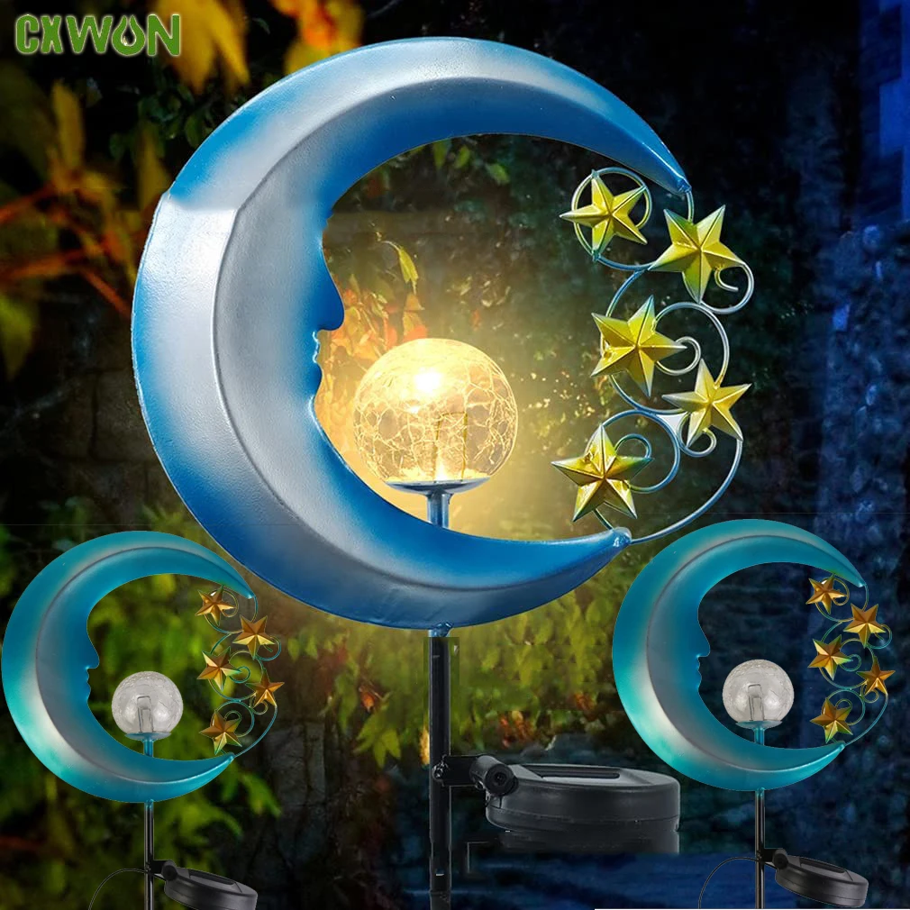 Stars Blue Moon Solar Lighs Outdoor Solar Powered Landscape Light Ramadan Decoration Glass Globe Led Waterproof Garden Lighting mugler thierry mugler angel garden of stars lyli angel 25