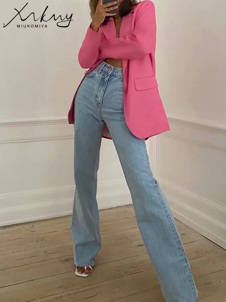 MiuMiu ジーンズ ボーイフレンド ハイウエスト 脚長効果 デニム ブルー アイコニック デニム ジーンズ | Miu Miu