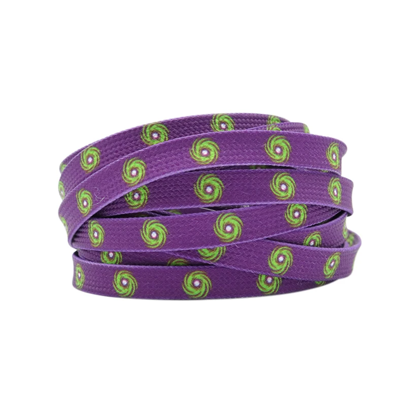 Weiou New Fantastic 7mm Purple Shoelaces With Prints Green Hurricane For Sneaker Sports Shoe Laces Clothing Accessories 60-180cm