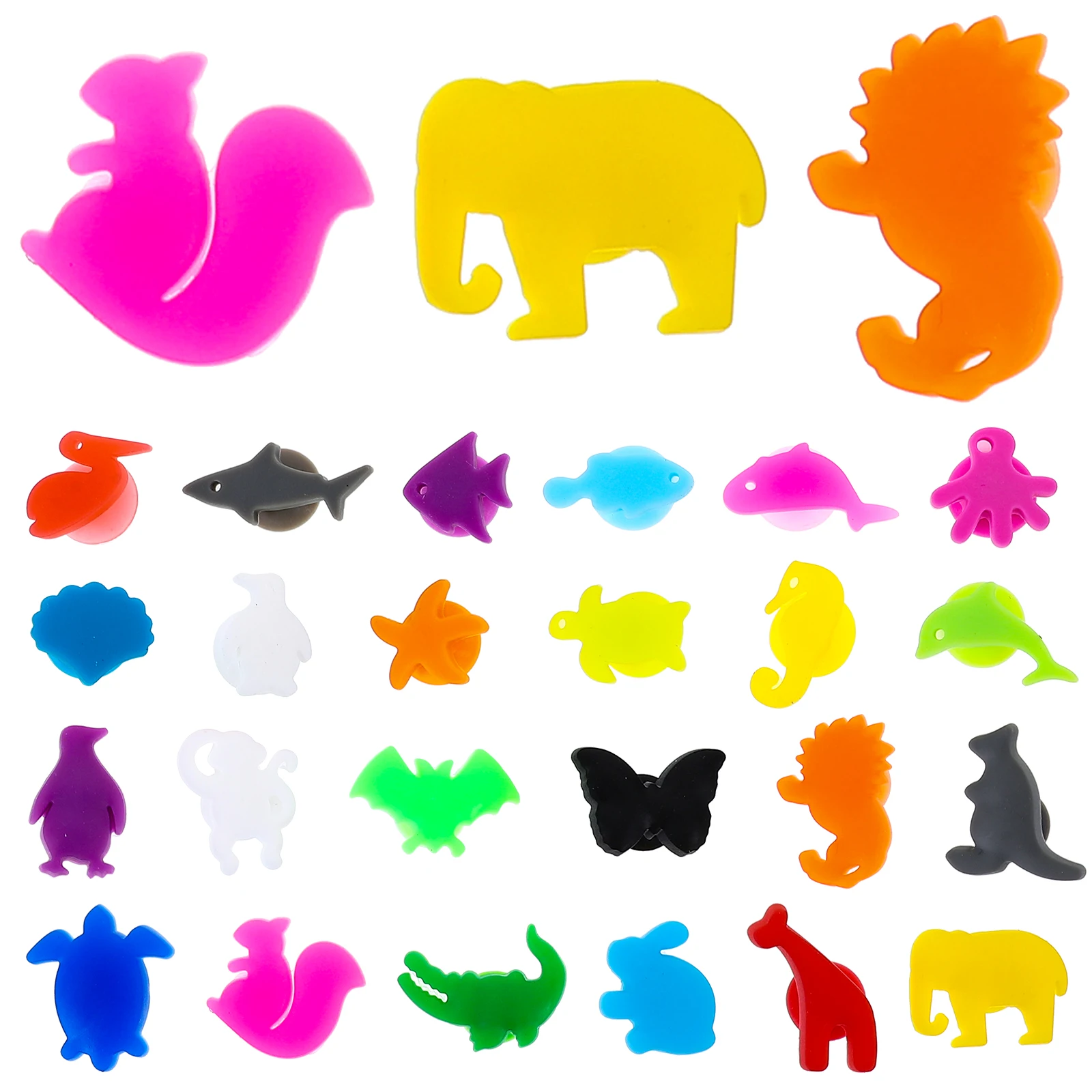 24pcs Silicone Wine Glass Markers Sea Animals Land Animals Wine Identifier Drinking Cup Sign Funny Tag Signs For Party Barware