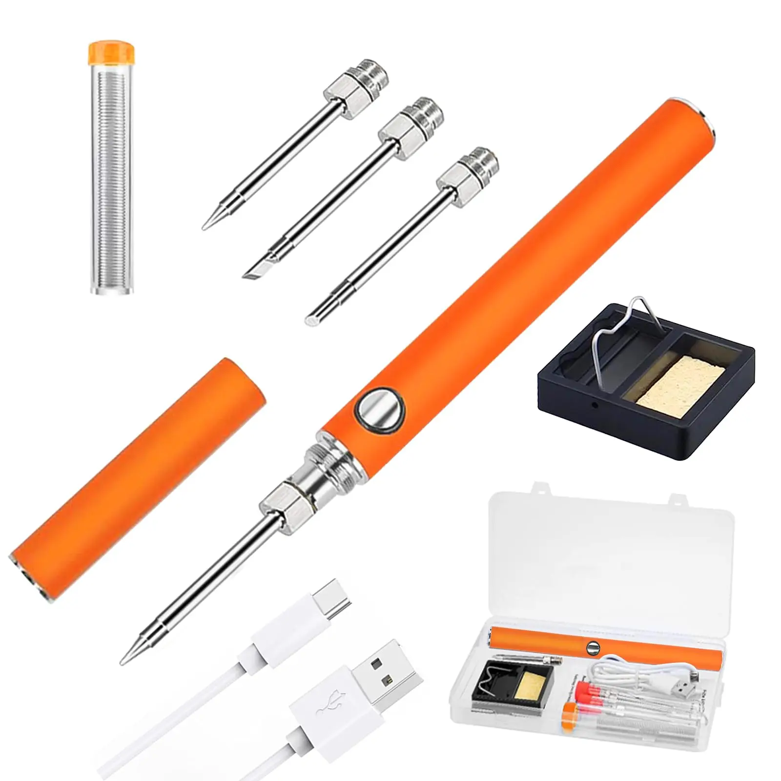 Cordless Soldering Iron  With 3 Tips,Rechargeable and Temperature Adjustment Soldering Iron Tool Kit for Home Appliance Repair woodworking artifact square wooden handle hammer making gold and silver tools jewelry adjustment processing tool