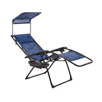 Bliss Hammocks Blue Flower 26" Wide Zero Gravity Chair W/ Adjustable Canopy, Drink Tray & Pillow, 300 Lb Capacity  Beach Chair 4