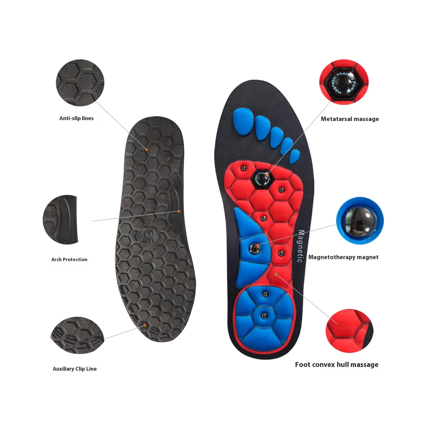 Acupressure Foot Insoles Magnetic Massage Foot Therapy