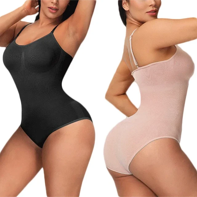 V Neck Spaghetti Strap Bodysuits Compression Body Suits Open Crotch  Shapewear Slimming Body Shaper Smooth Out