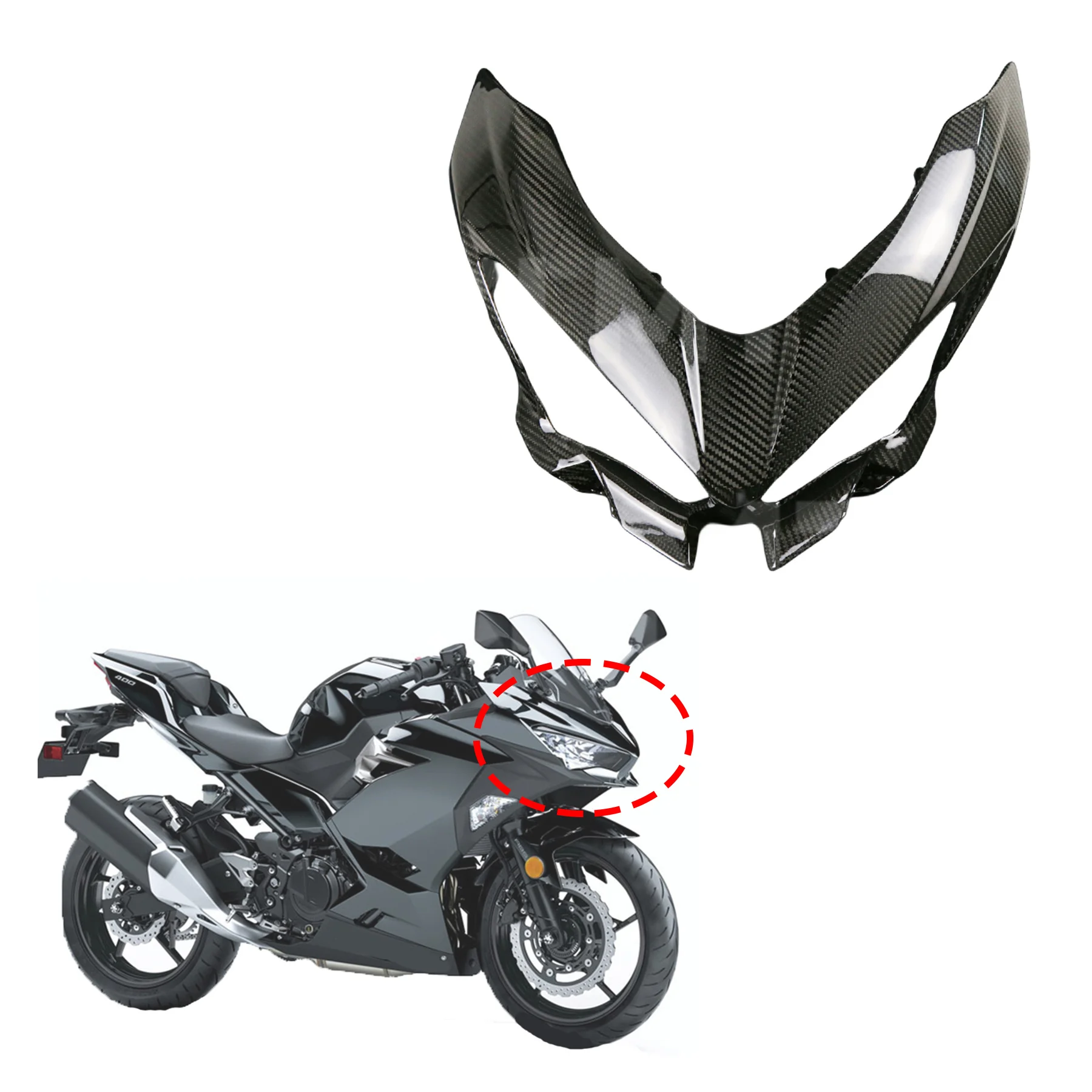 For KAWASAKI NINJA 400 2018 2019 2020 2021 Front Nose Headlight Cover Fairing NINJA400 Motorcycle Fairings