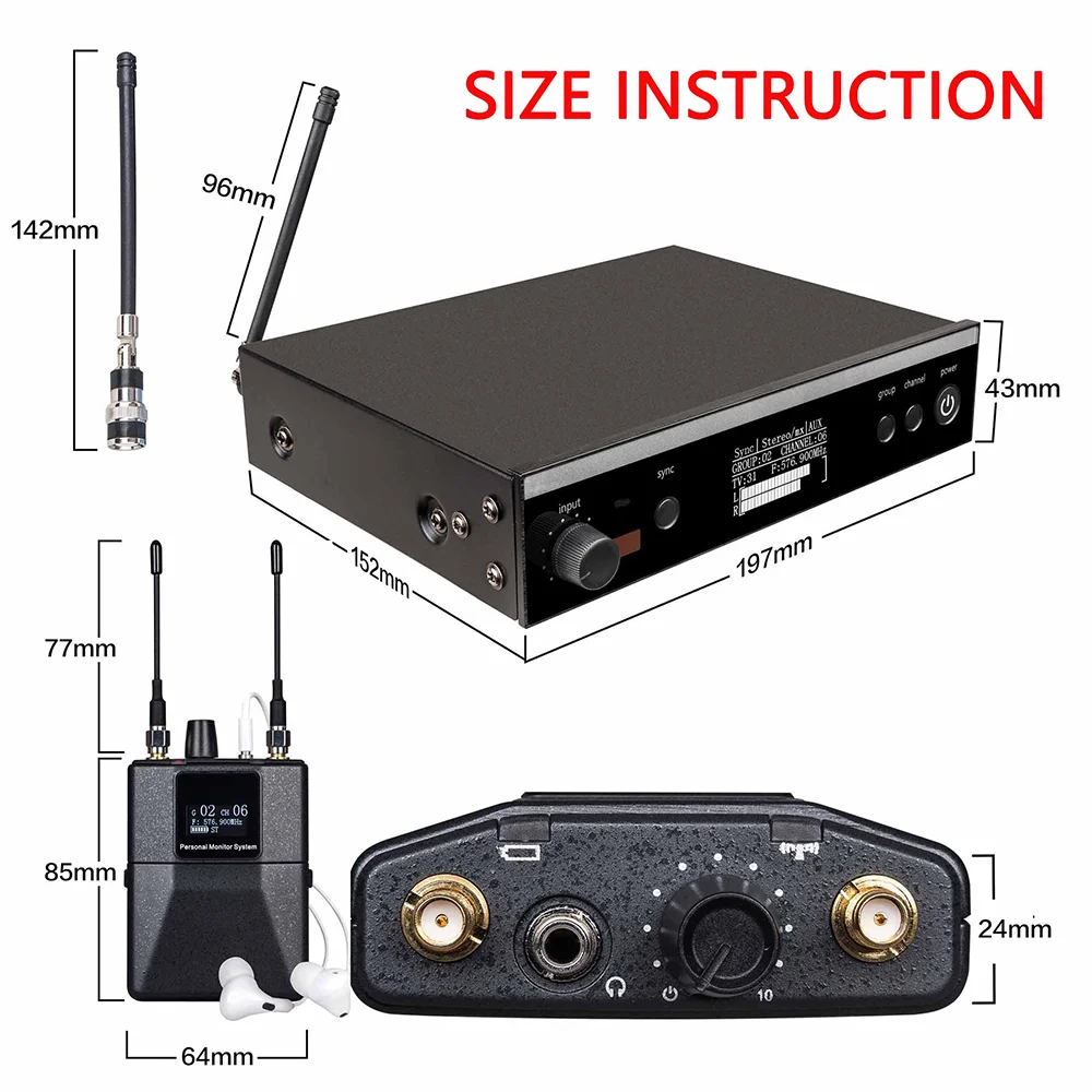 Maclex PSM300 In-Ear Monitoring System Stage Personal Wireless In Ear Monitor For Bands 500MHz 100mW 24-Bit Processor Audio