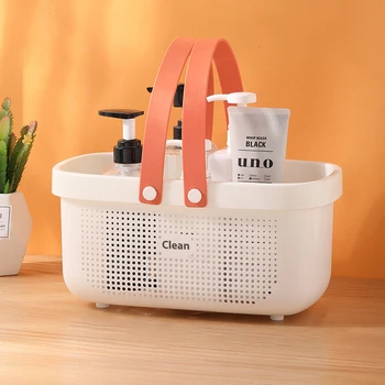 손잡이가 달린 휴대용 샤워 바구니, 샴푸 목욕 볼 타올, 대용량 보관함, 욕실 액세서리 상품 이미지