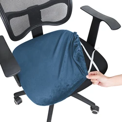 Velvet Spandex Stretch Office Chair Seat Cover - Removable Solid Color Dust Protector - 1 PC (ROYAL BLUE)