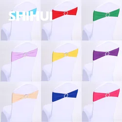 Chair Sashes Plain Tie Spandex Knot Cover Back Elastic Band Readymade Belt Bow For Hotel Banquet Wedding Party Event Decoration