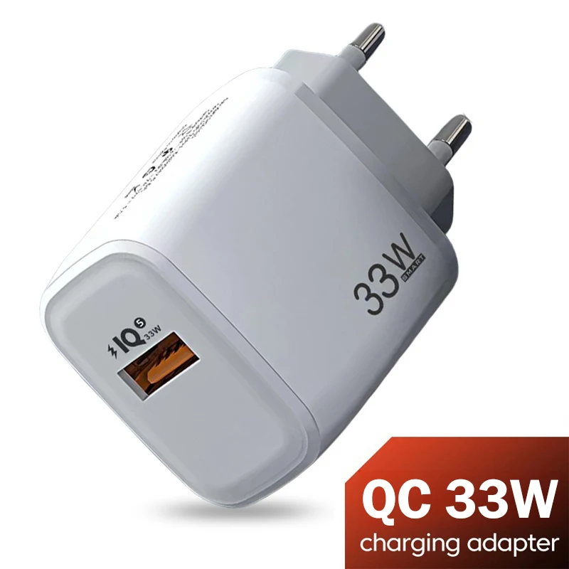 

QC3.0 Quick Charge 33W Fast Charging USB A Mobile Phone Charger for Samsung Xiaomi iPhone Huawei US EU UK Charger Adapter