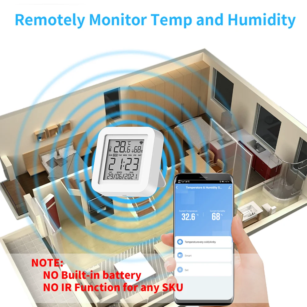 Tuya WiFi Temperature and Humidity Sensor Thermometer for Home Automation  for Smart Home Work For Alexa Google Home - AliExpress