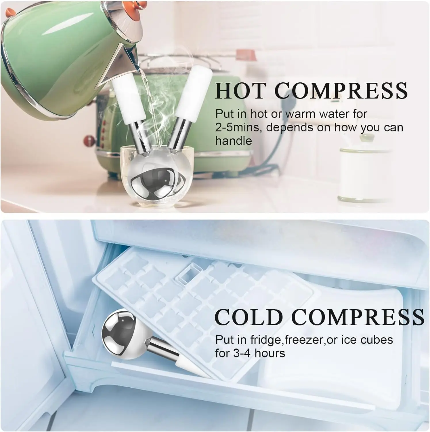 360 Rotating Large Ice Globe Stainless Steel Beauty Facial Massager for Face Eye Puffiness Cryo Sticks Cold Roller Cooling Globe