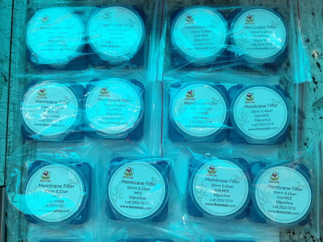 IKEME 실험실 그리드 MCE 멤브레인 필터, 100 개, 50mm, 0.45um