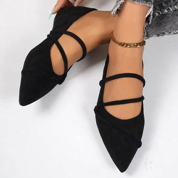 الربيع والخريف جديد وأشار شقة مسطحة مريحة عارضة أحذية واحدة عصرية أنيقة ومثير الأحذية المسطحة للنساء 2