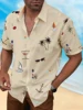 Men's Woven Fashion Casual Beach Surf Holiday Palm Tree Pattern Slim Fit Short Sleeve Shirt 3