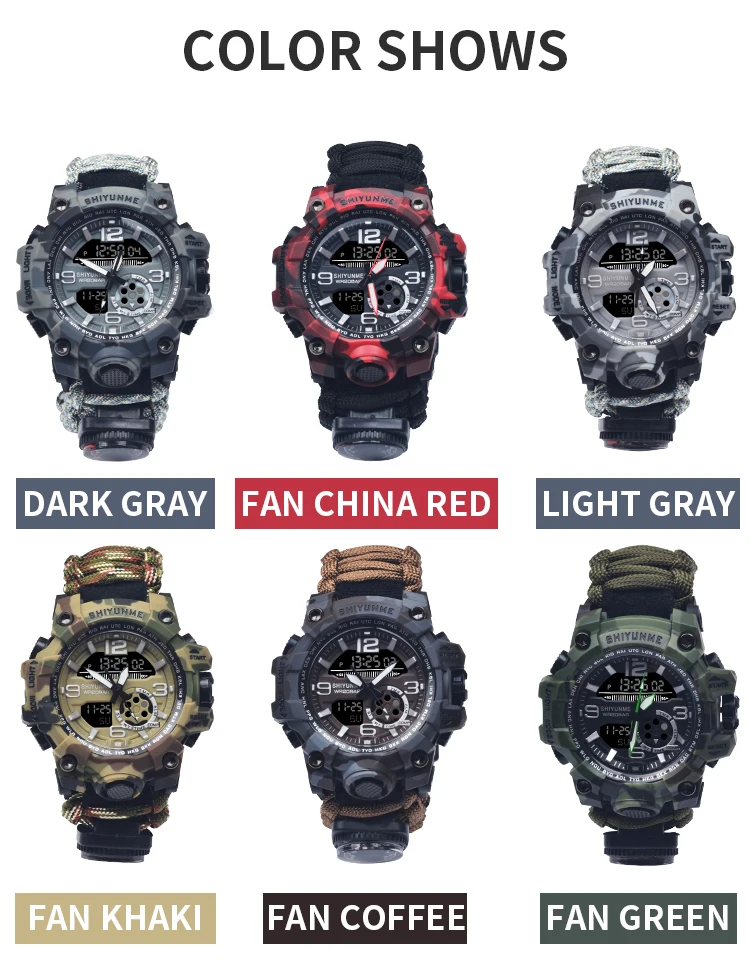 SHIYUNME Men's Camouflage Military Watch Waterproof Compass Chronograph Electronic Outdoor Sports Watch Male Relogios Masculino