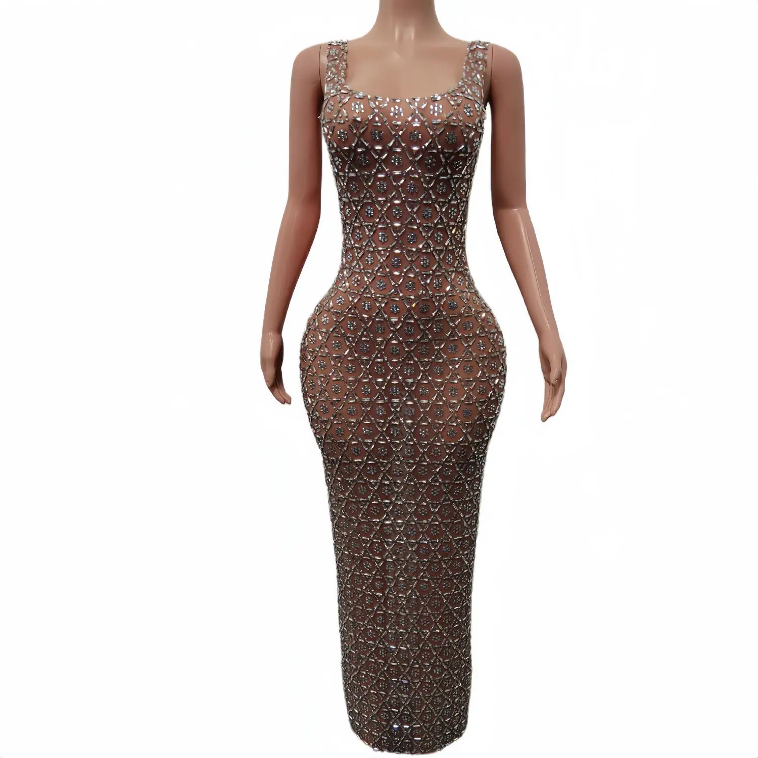 

Sexy Women Sparkly Crystals Luxury Beaded See Through African Women Birthday Party Gowns Black Girl Long Prom Dresses Liujiaoqun