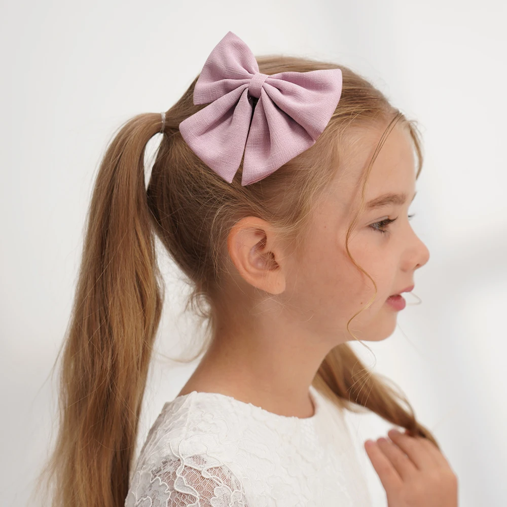 Solid Color Cotton Clip Hair Bows For Girls Hairband Handmade Hairpin Barrettes Headwear Kids Hair Accessories For Children 1Pcs