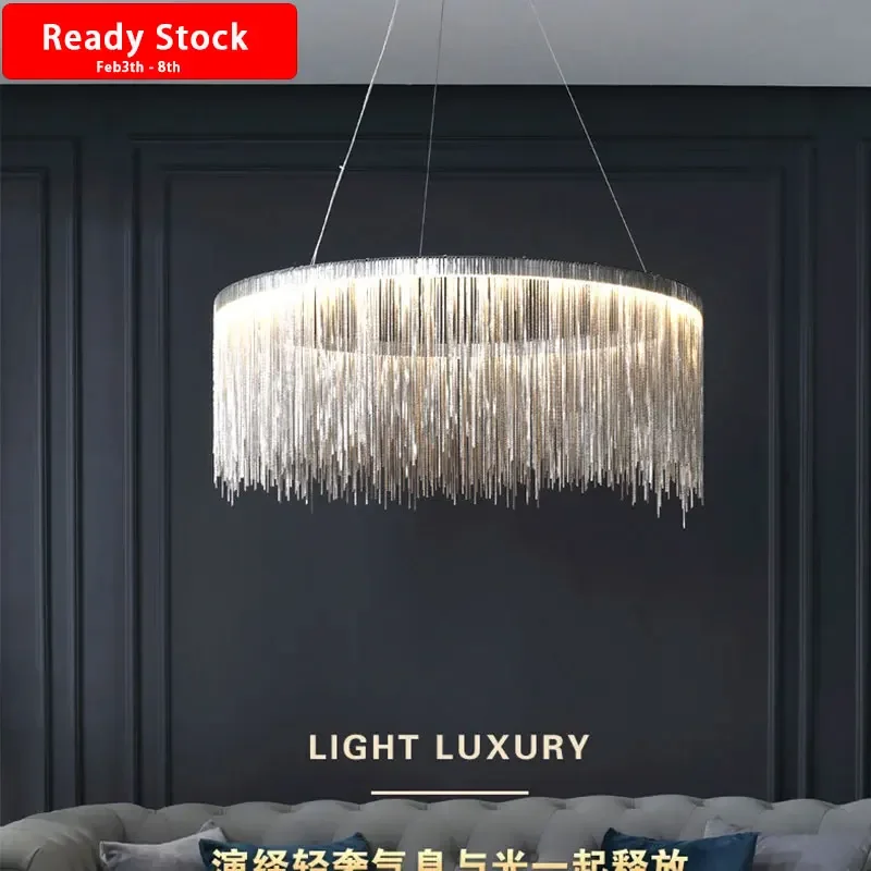 

Ready Stock Luxury Chandeliers Living Room Bedroom Nordic Decor Lighting Fixture Creative Restaurant Tassel Hanging Lamp kitchen