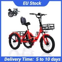 Vélo électrique Cargo 3 roues pliant homme adulte hors route montagne avec 2 paniers/siège réglable 350W gros pneu Tricycle électrique 1