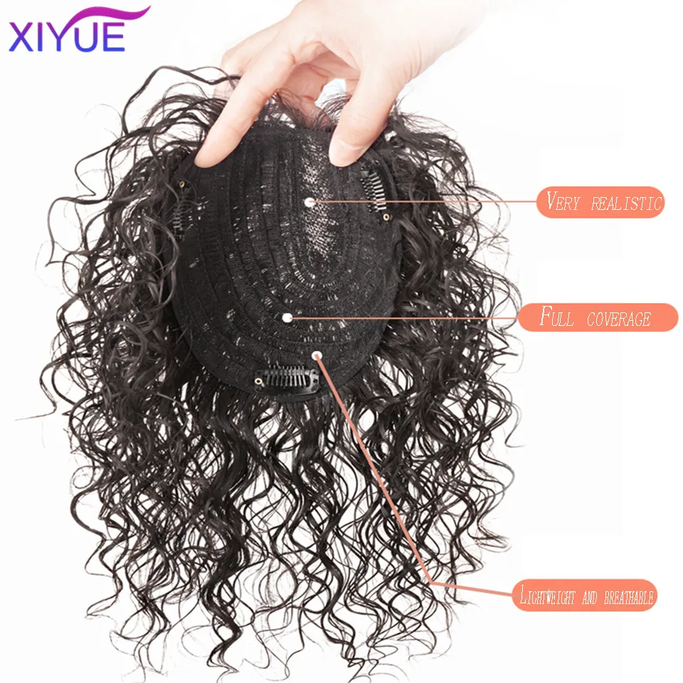 XIYUE  Wig head top wool curly hair 3-7 split seam offset seam curly top hair patch to cover white hair