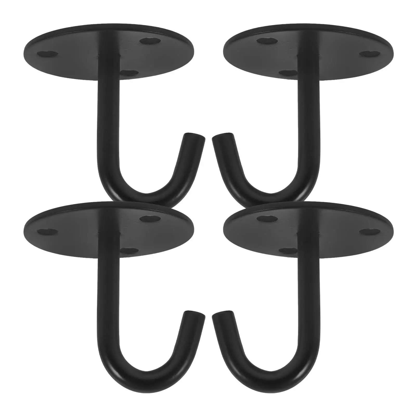 4pcs Stainless Buckle Heavy Duty Black Ceiling Ceiling Mounted Hooks Under Shelf Hooks Gym Sandbag Fan Hanging
