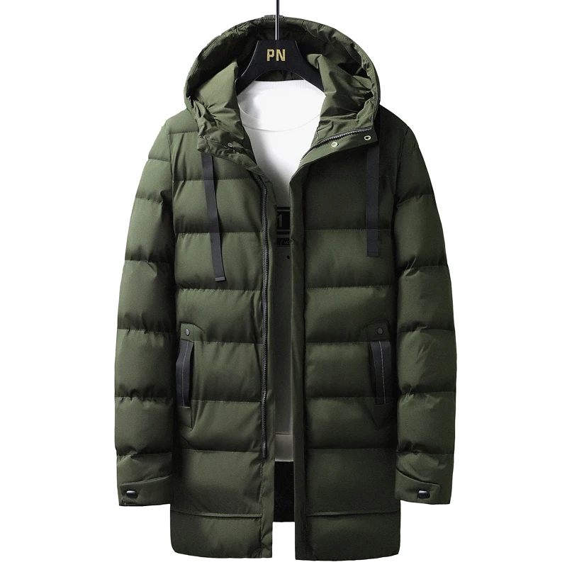 Puffer Jacket Men 8XL Thick Warm Winter Jackets Plus Size Hooded Long Coats Fashion Casual Cotton Padded Parkas Man Outwear Top