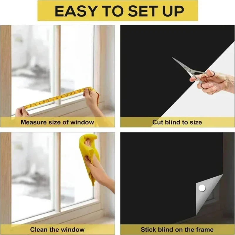 DIY No Drill Blackout Curtains 100% Blackout Curtain Removable Portable Travel Blocking Darkest Window Film Cloth Temporary 2
