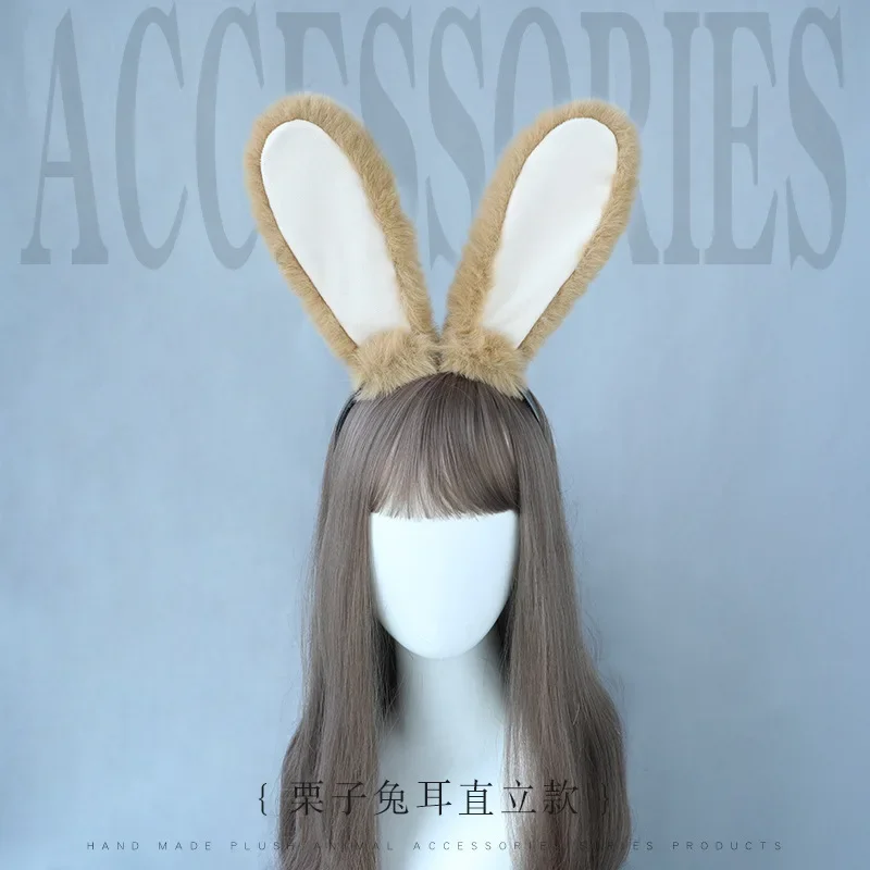 

Plush Rabbit Ears Hairband Christmas Girls Cute Dress Up Props Halloween Lolita Cosplay Costume Prop JK Uniform Accessories Gift
