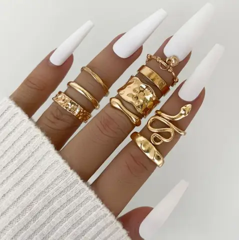Snake Heart Ring Set Teen Girls Matching Rings for Women Anillos Jewelry Sets Bague Femme Ringen Fashion Gift