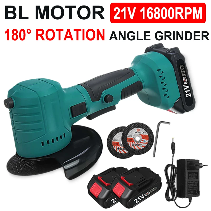 21V Brushless Mini Electric Angle Grinder Rechargeable 180° Rotation Polishing Machine for 18V Makita Battery | Инструменты