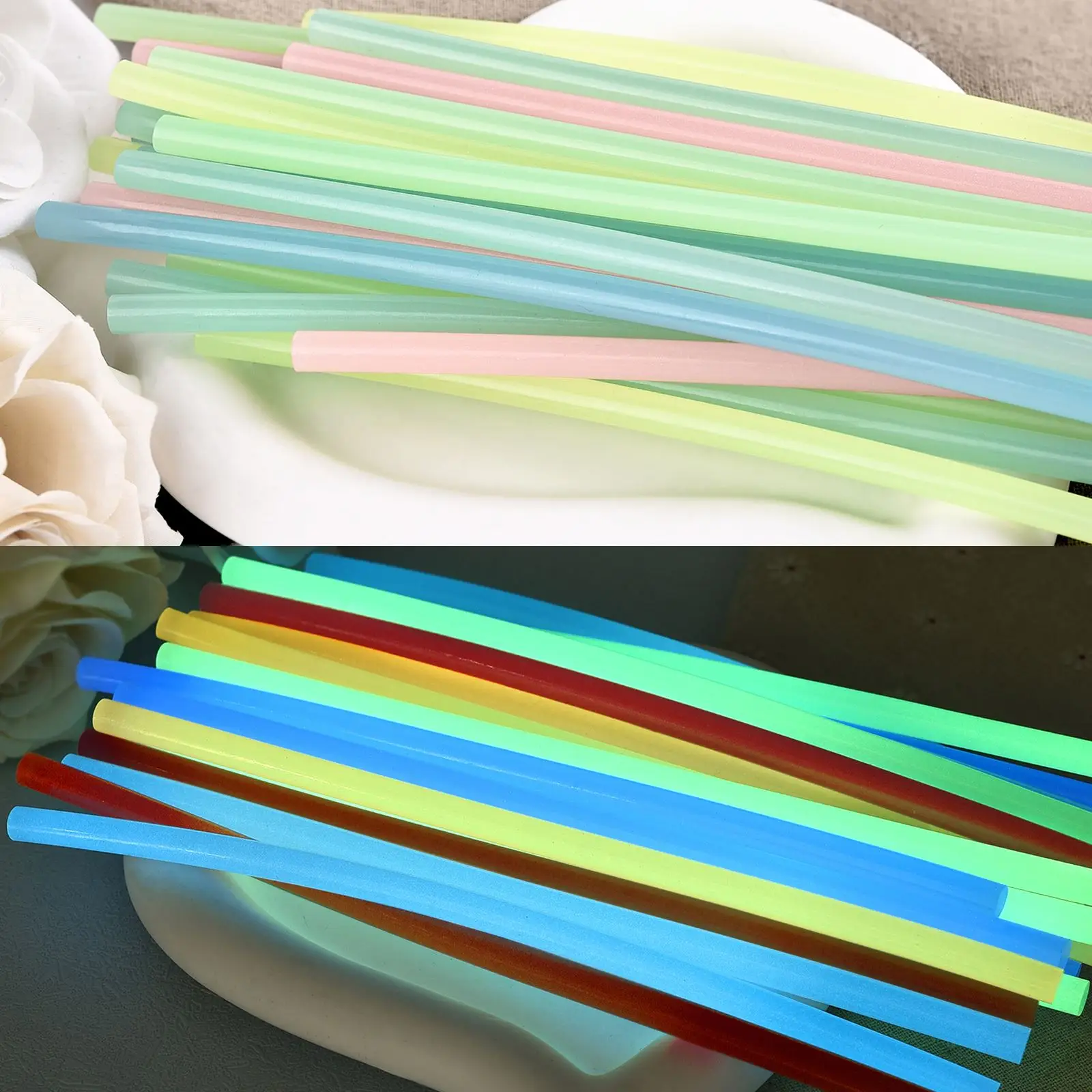 야광 핫 글루 스틱, 형광 반투명 씰링 왁스 스틱, DIY 씰링 스탬프, 야간 야광 장식, 5 개