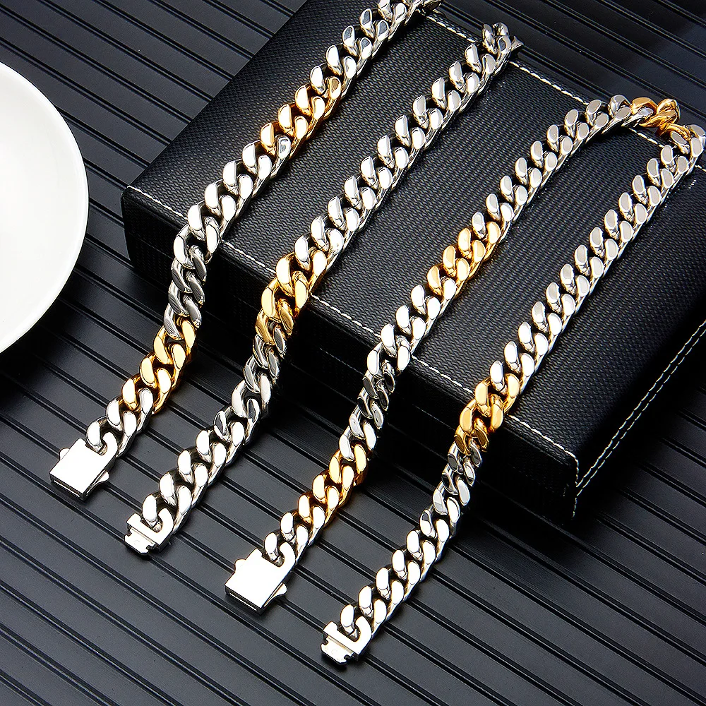 Stainless Steel Does Not Fade Fashion Punk Style Cuban Necklace Ins High-end Hip-hop Titanium Steel Necklace for Men and Women