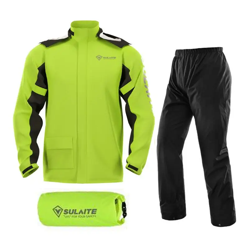 Motorcycle Raincoat Suit Men Jacket Coat Waterproof Full-body Raincoat+Rain Pant Biker Off-road Motorcyclist Rider Raincover Set