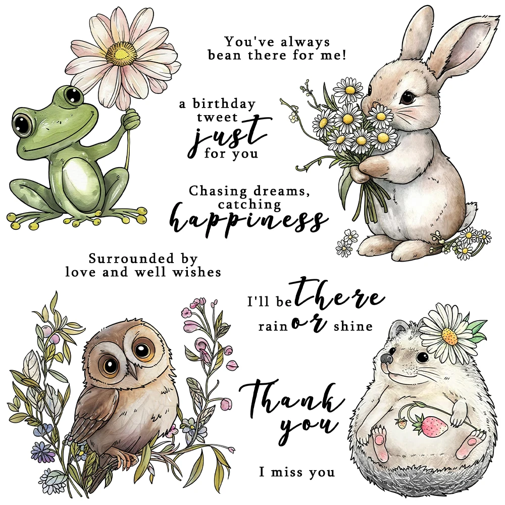Mangocraft Spring Flowers And Animals Clear Stamp DIY Scrapbooking Supplies Silicone Stamp for Card Making Albums Crafts Decor clear stamps clear rubber stamps