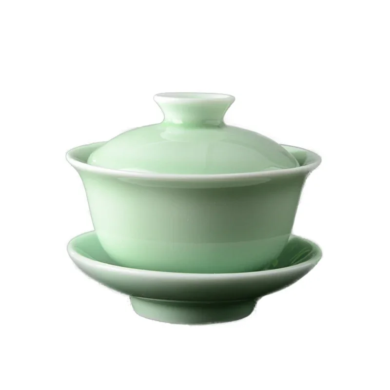 High-quality Chinese traditional Celadon gai wan tea set,China Dehua Bone Tea cup gaiwan tea porcelain teacup set kettle