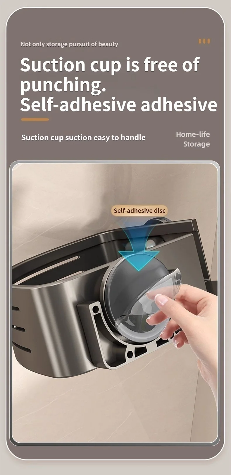 No-Drill Suction Cup Bathroom Suction Shelf Perforation-free Toilet Wall Mounted Shower Gel Triangle Basket Bathroom Shelf_voghion.com