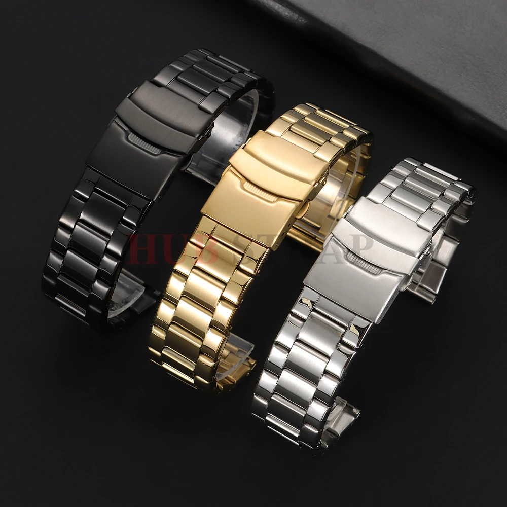 Elegant Solid Matte Stainless Steel Watch Band Bracelet - Universal Wristband Replacement Strap with Tool