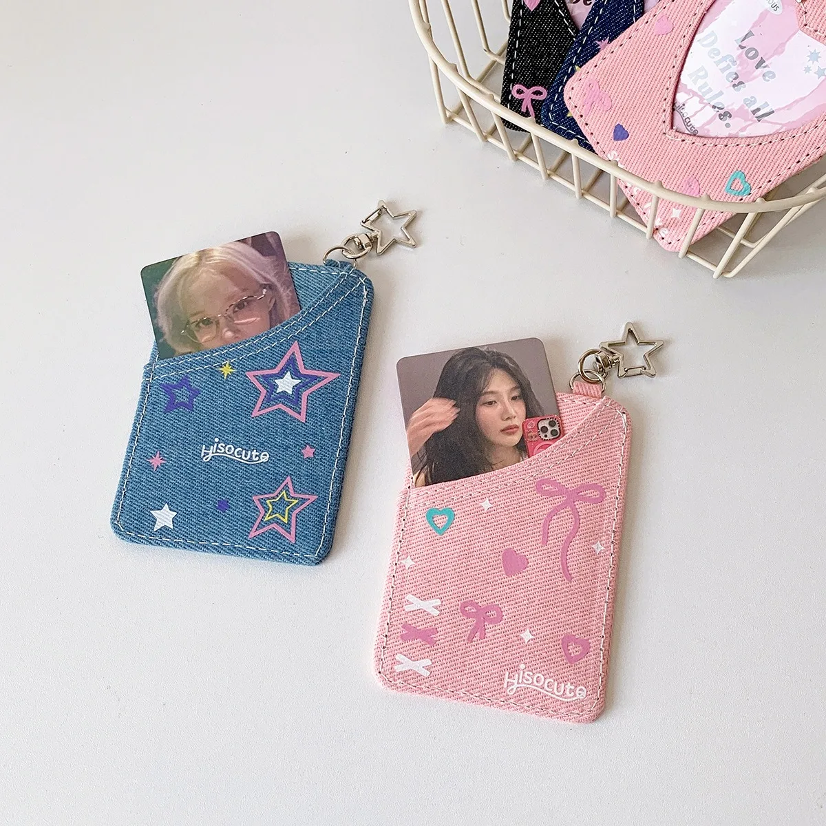 Y2K 디자인 데님 사진 프레임 체인 아메리칸 스타일 사진 프레임 Photocard 홀더 사진 카드 디스플레이 프레임 매력적인