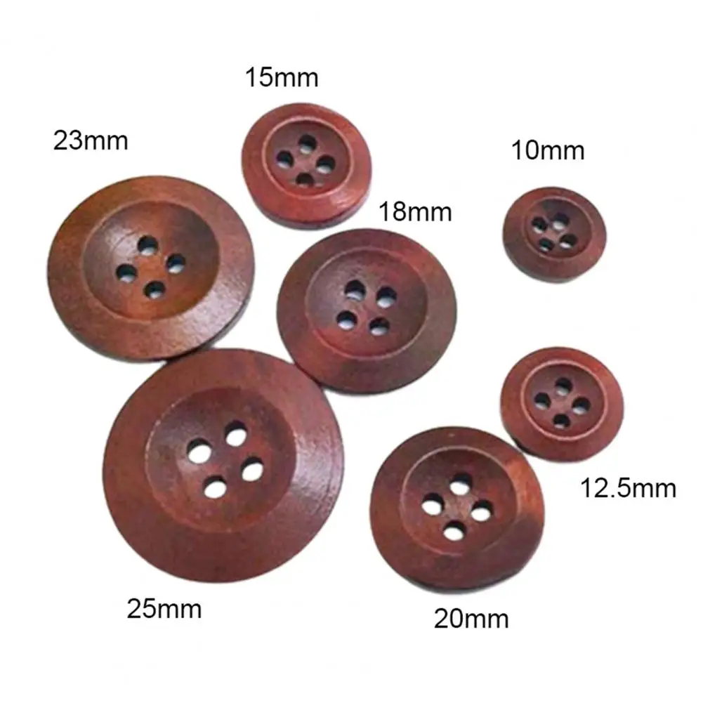 50Pcs 10-25mm Button 4 Holes Non-burr Wood Decorative Wooden Buttons Apparel Sewing Decor For Crafting Scrapbooking Clothing DIY