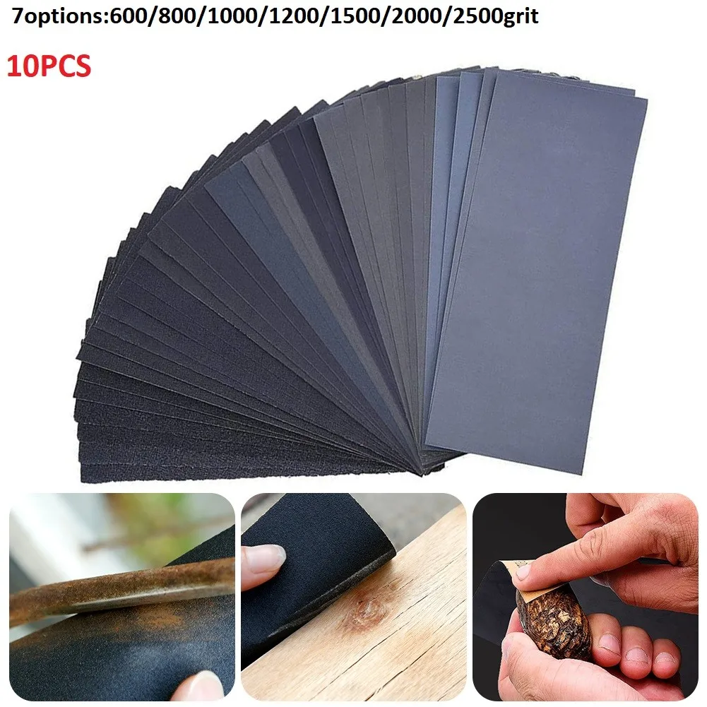 

Sandpaper Wet / Dry 3in*5-1/2in 600/800/1000/1200/1500/2000/2500Grit Sanding Paper Abrasive Tool Accessories 10pcs