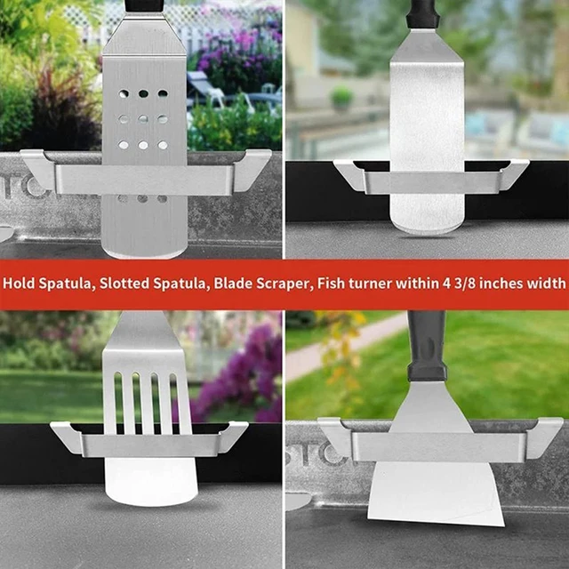 Blackstone Serpenyő Spatula Tartó Acél Barbecue Szerszám Rack Tartozékok A Camp Séf Lapos Felső Serpenyőhöz