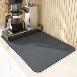 Absorbent Microfiber Coffee Bar Mat - Dish Drying Mat - 20x30 cm (Black)