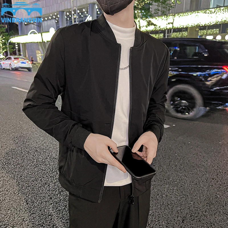 

Men Solid Color Zipper Jackets Men Slim Fits Long Sleeve Pockets Coat Jacket Baseball Coat Jaqueta Motociclista Men's Jackets