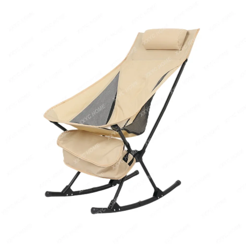 

Outdoor Portable Folding Moon Chair Park Camping Fishing Rocking Chair Heightened Steel Pipe Massage Armchair Camping Chair