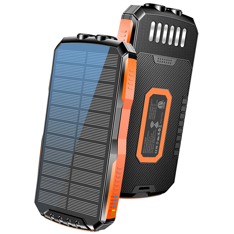 25000Mah Solar Power Bank Portatile Qi Wireless Charger Powerbank Per Iphone 14 Samsung Huawei Xiaomi Poverbank Led Camping Light