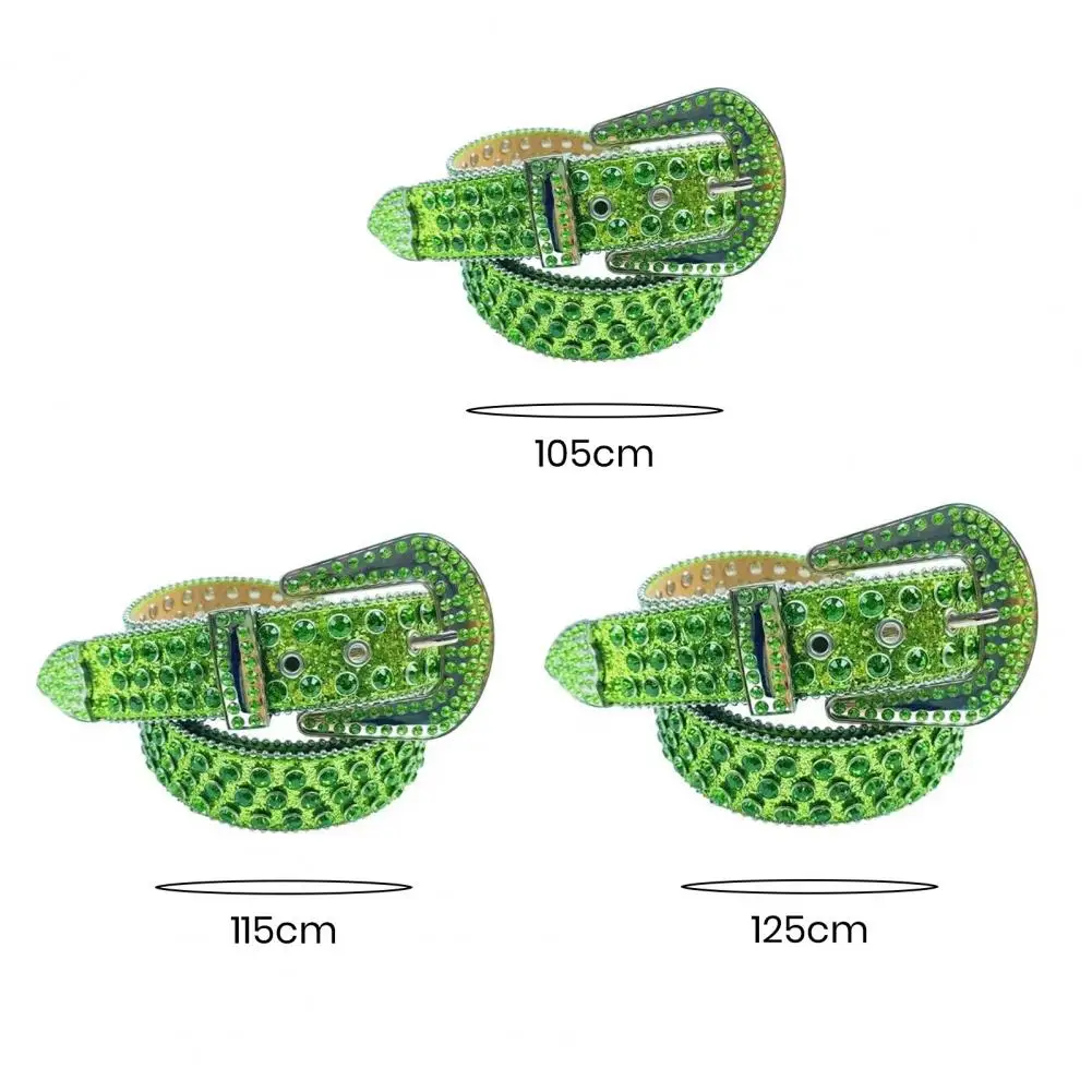 Women Men Jeans Belt Shining Rhinestones Unisex Imitation Leather Belt Adjustable Hip Hop Punk Rock Style jeans belts