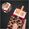 Leopard Cigarette Case for Woman Men Leather Box Holder Smoking Accessories Button Design 4 Colors 2