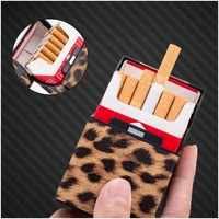 Leopard Cigarette Case for Woman Men Leather Box Holder Smoking Accessories Button Design 4 Colors 2